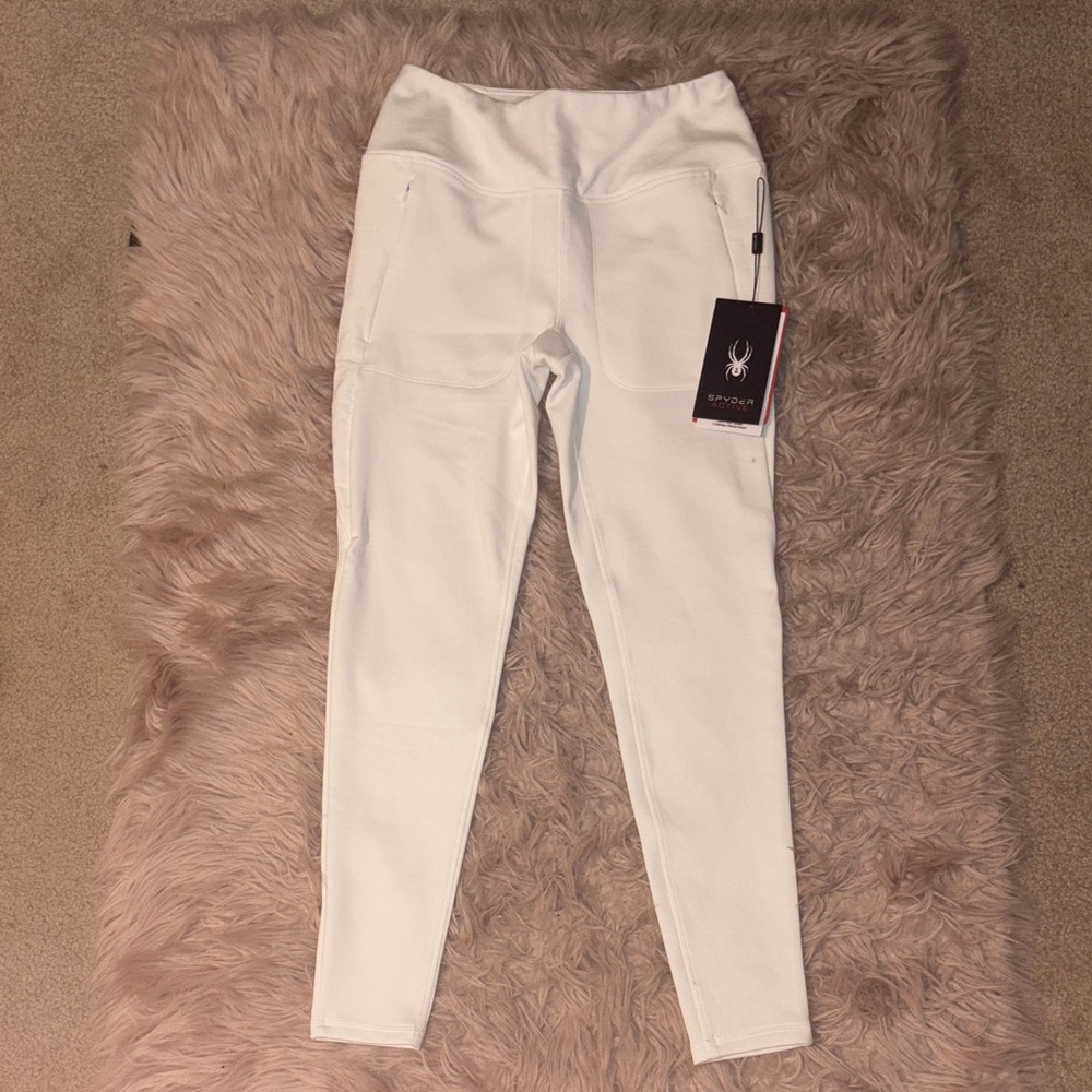 BRAND NEW WITH TAGS Spyder White High-Waist Fleece-lined Performance Leggings
